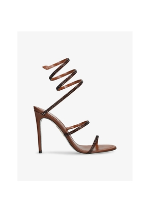 Womens Rene Caovilla Cleo II 105 Crystal-Embellished Leather Heeled Sandals