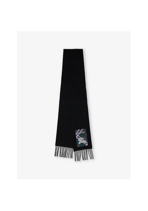 Womens Burberry Brand-Patch Fringed Cashmere Scarf