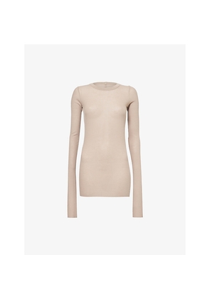 Womens Rick Owens Basic Sheer Ribbed Long-Sleeve Jersey T-Shirt