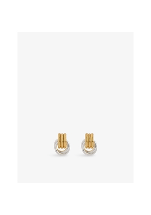 Womens Heaven Mayhem Mini Knot Yellow-Gold Plated Metal Stud Earrings
