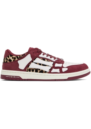 AMIRI Burgundy Leopard Skel-Top Sneakers