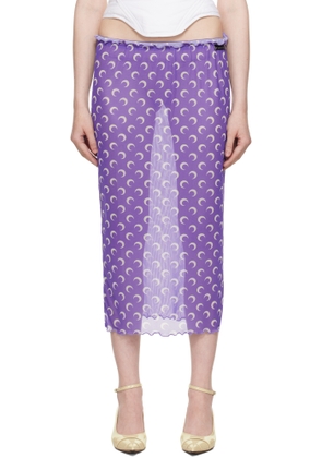 Marine Serre Purple Recycled Moon Mesh Midi Skirt