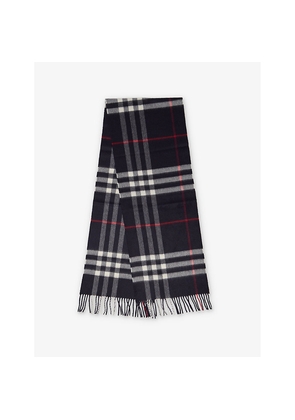 Womens Burberry Check-Print Fringed Cashmere Scarf