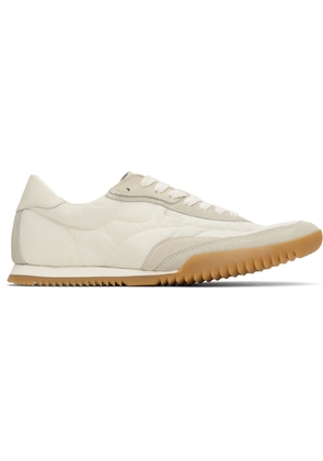 BOSS White & Taupe Low-Profile Suede Trim Sneakers