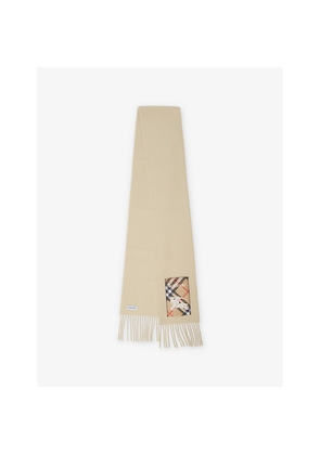 Womens Burberry Brand-Patch Fringed Cashmere Scarf
