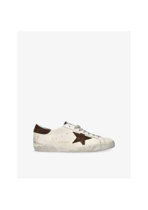 Mens Golden Goose Super-Star Branded Leather Low-Top Trainers