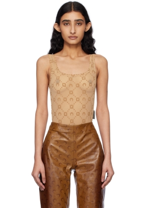 Marine Serre Beige Recycled Mesh Flock Bodysuit