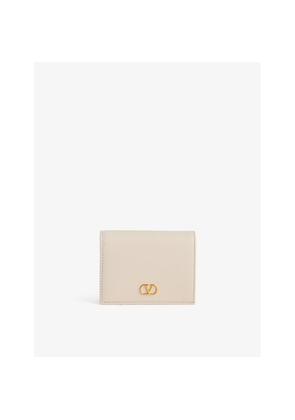 Womens Valentino Garavani Vlogo Signature Grainy Leather Compact Wallet