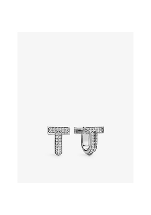 Womens Tiffany & Co Tiffany T T1 Huggie 18ct White-Gold and 0.28ct Brilliant-Cut Diamond Earrings