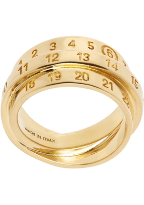 MM6 Maison Margiela Gold Triple Logo Numeric Signature Ring