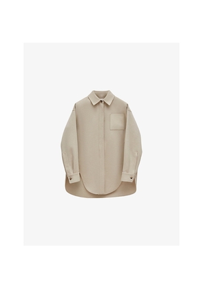 Womens Loewe Anagram-Pocket Brushed Wool-Cashmere Blend Overshirt