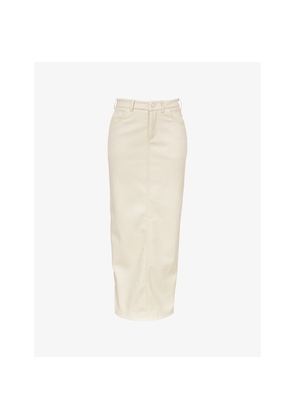 Womens Mistress Rocks Rear-Slit Faux-Leather Midi Skirt