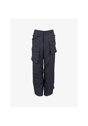 Womens Mistress Rocks Tapered-Leg Cargo-Pocket Stretch-Tailored Trousers