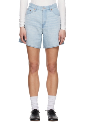 Levi's Blue High Rise Baggy Linen+ Lightweight Denim Shorts