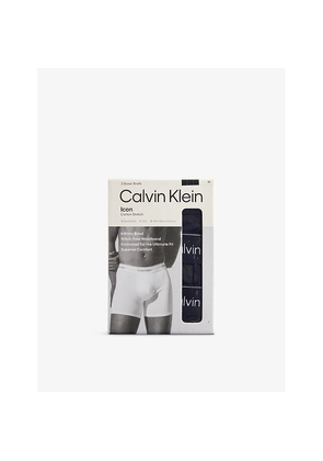Mens Calvin Klein Icon Logo-Waistband Pack Of Three Stretch-Cotton Boxer Briefs