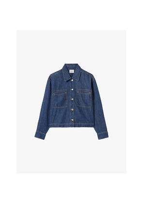 Womens Claudie Pierlot Classic-Collar Oversized Denim Jacket