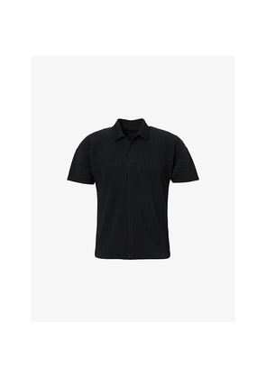 Mens Homme Plisse Issey Miyake Bascis V-Neck Regular-Fit Knitted Polo Shirt