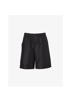 Mens Gucci Monogram-Print Cotton and Silk-Blend Shorts