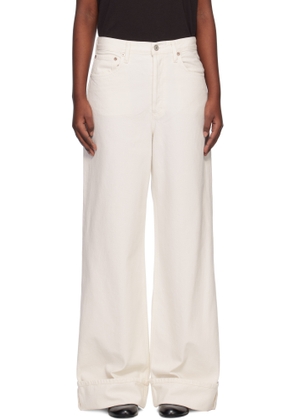AGOLDE Off-White Dame High Rise Wide Leg Jeans
