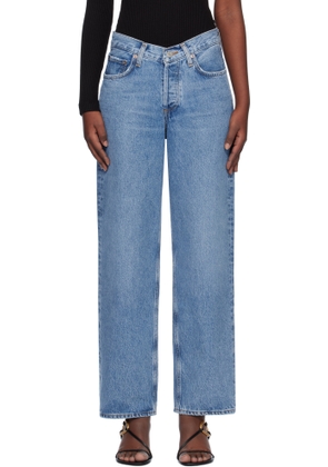 AGOLDE Blue V-Waist Baggy Jeans