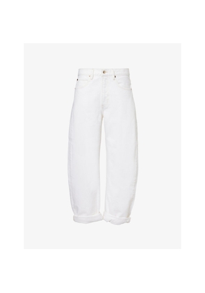 Womens Frame The Bubble Barrel-Leg High-Rise Denim Jeans