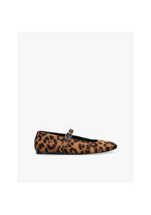 Womens Le Monde Beryl Leopard-Pattern Calf-Hair Mary-Jane Ballet Flats