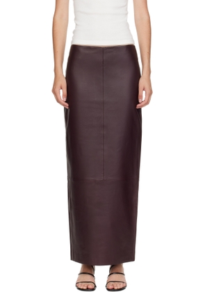 St. Agni Burgundy Column Leather Maxi Skirt