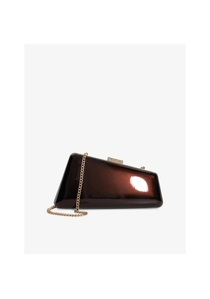 Womens Dune Balancing Asymmetric Patent Faux-Leather Clutch Bag