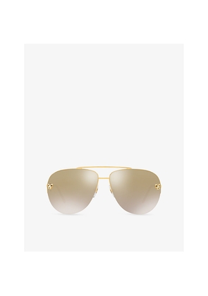 Womens Cartier ct0065S Aviator-Frame Metal Sunglasses
