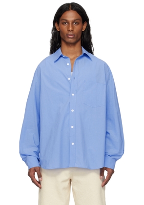Solid Homme Blue 'Solid' Back Logo Applique Shirt