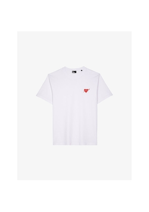 Mens The Kooples Brand-Embroidered Short-Sleeved Cotton-Jersey T-Shirt