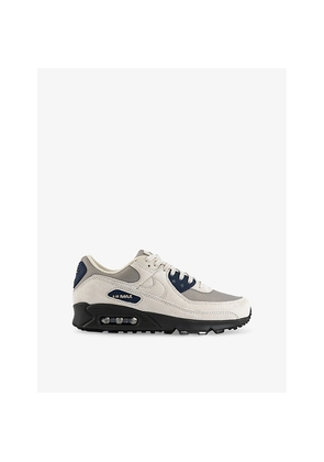 Mens Nike Air Max 90 Leather and Mesh Low-Top Trainers