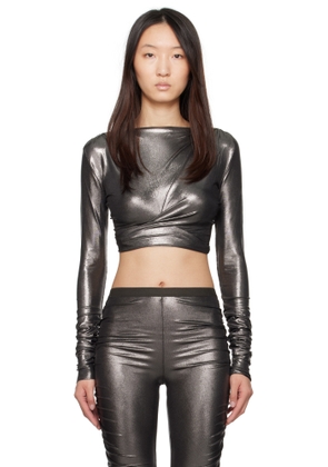 Rick Owens Lilies Gunmetal Hollywood Jade LS Crop Top
