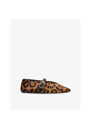 Womens Le Monde Beryl Stella Leopard-Pattern Calf-Hair Ballet Flats