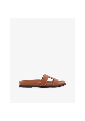Womens Dune Loupa Footbed Leather Slides