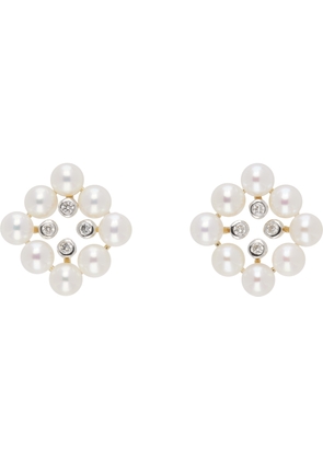 Mateo Gold Pearls & Diamonds Cluster Stud Earrings