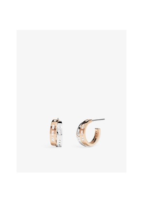 Womens Apm Monaco Toi Moi Morse Code Intertwined 18ct Rose Gold-Plated Alloy, Sterling-Silver and Cubic Zirconia Hoop Earrings