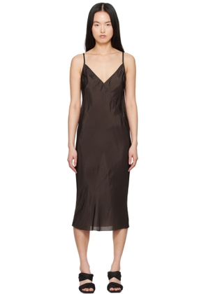 Rick Owens Brown Hollywood Slip Midi Dress