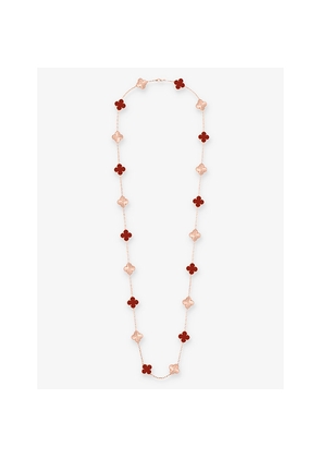 Van Cleef & Arpels Vintage Alhambra 18ct Rose-Gold and Carnelian Charm Necklace
