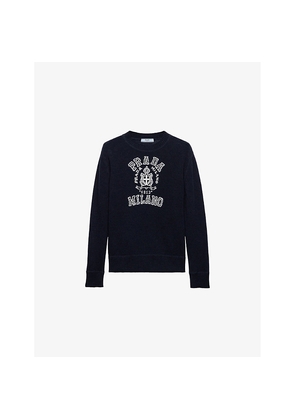 Womens Prada Intarsia-Logo Wool and Cashmere Jumper