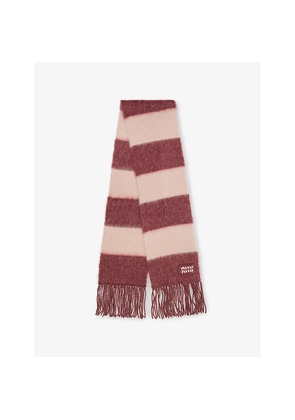 Womens Miu Miu Stripe Brushed Mohair Wool-Blend Scarf