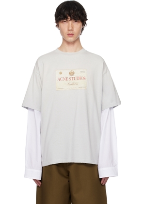 Acne Studios Gray & White Layered Print T-shirt