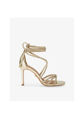 Womens Carvela Paparazzi Tie Crystal-Embellished Metallic Faux-Leather Heels