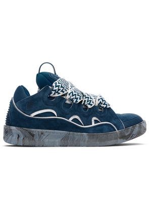 Lanvin Blue Leather Curb Marbled Sole Sneakers