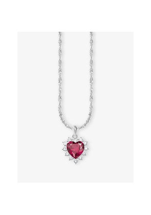 Womens Thomas Sabo True Romance Heart Sterling-Silver, Lab-Grown Ruby and Cubic Zirconia Necklace