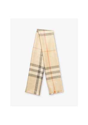 Womens Burberry Check Metallic Wool-Silk Scarf