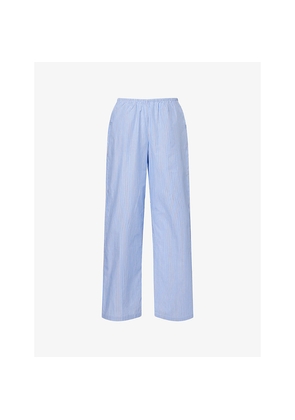 Womens Adanola Relaxed-Fit Striped Cotton-Poplin Trousers