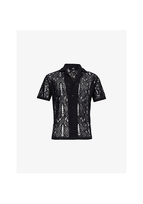 Mens Represent Crochet Semi-Sheer Knitted Shirt