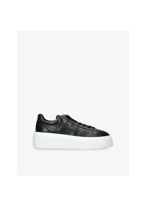 Womens Hogan H-Stripes Branded Leather Low-Top Trainers
