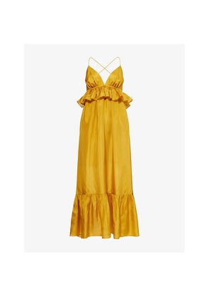 Womens Zimmermann Rhiannon Ruffled Silk Maxi Dress